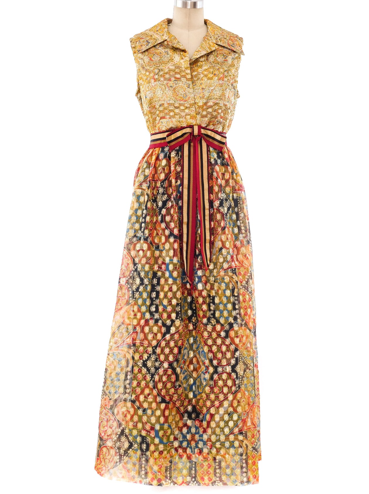 Malcolm Charles Metallic Paisley Maxi Dress