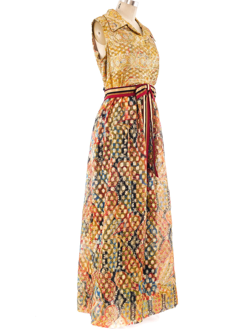 Malcolm Charles Metallic Paisley Maxi Dress Dress arcadeshops.com