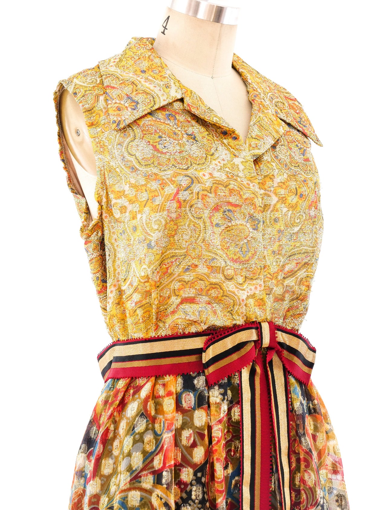 Malcolm Charles Metallic Paisley Maxi Dress