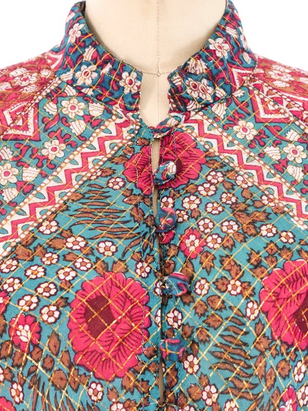 Block Printed Angel Sleeve Caftan Dress arcadeshops.com