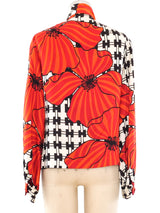 Graphic Floral Satin Blouse Top arcadeshops.com
