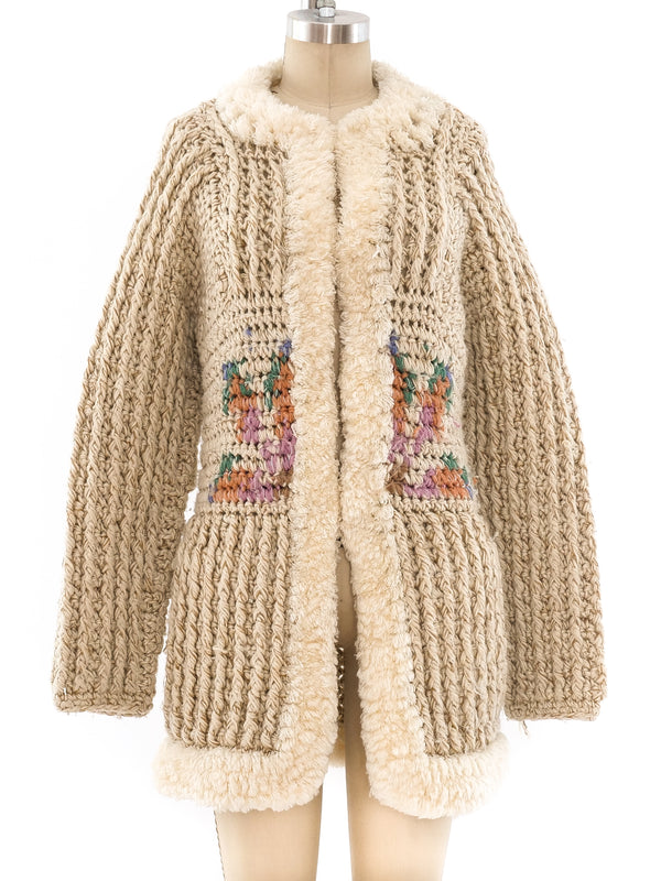 Chenille Floral Handknit Jacket Jacket arcadeshops.com
