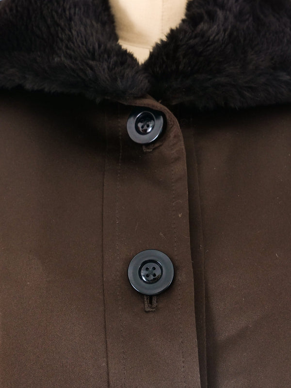Yves Saint Laurent Fur Trimmed Satin Coat Outerwear arcadeshops.com