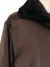 Yves Saint Laurent Fur Trimmed Satin Coat Outerwear arcadeshops.com