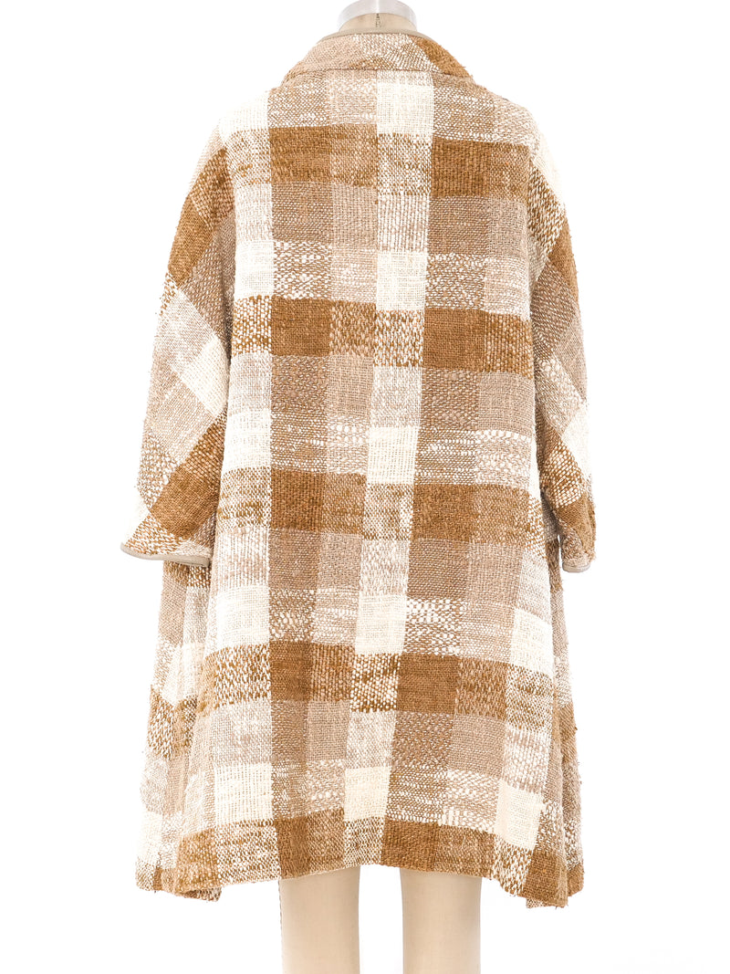 Checker Pattern Tweed Coat Outerwear arcadeshops.com