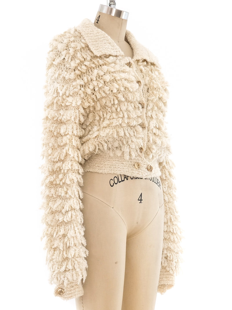 Ivory Fringe Knit Jacket Jacket arcadeshops.com