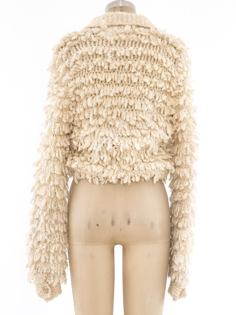 Ivory Fringe Knit Jacket Jacket arcadeshops.com