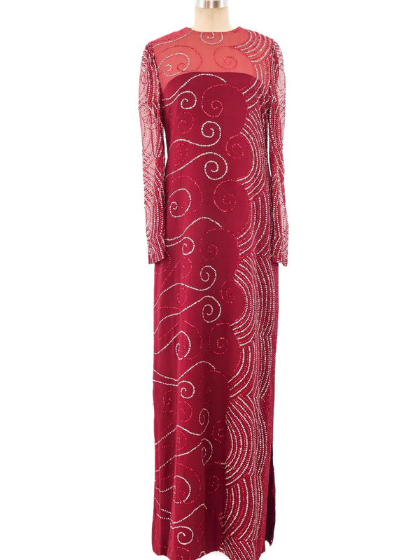 Richilene Glitter Embellished Silk Column Dress Dress arcadeshops.com