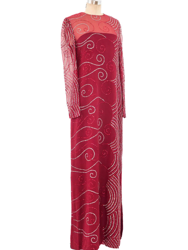 Richilene Glitter Embellished Silk Column Dress Dress arcadeshops.com
