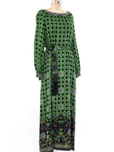Adele Simpson Green Floral Rhinestone Embellished Dress Dress arcadeshops.com