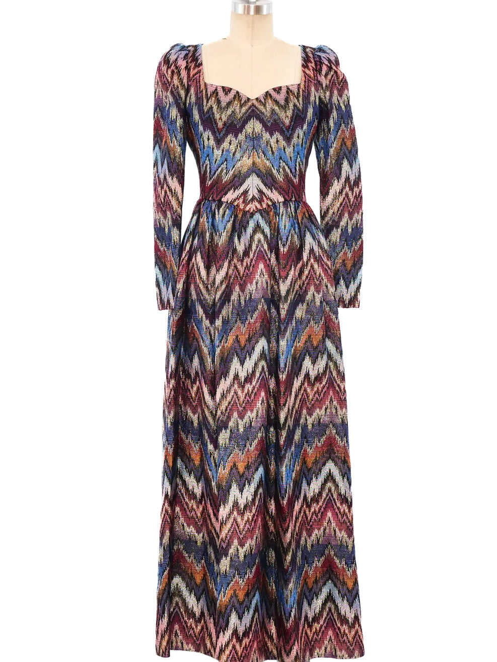 Rizkallah Metallic Rainbow Brocade Maxi Dress