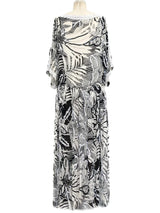 Bead Embellished Palm Print Dress Dress arcadeshops.com