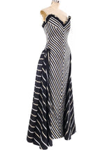 Metallic Chevron Striped Gown Dress arcadeshops.com