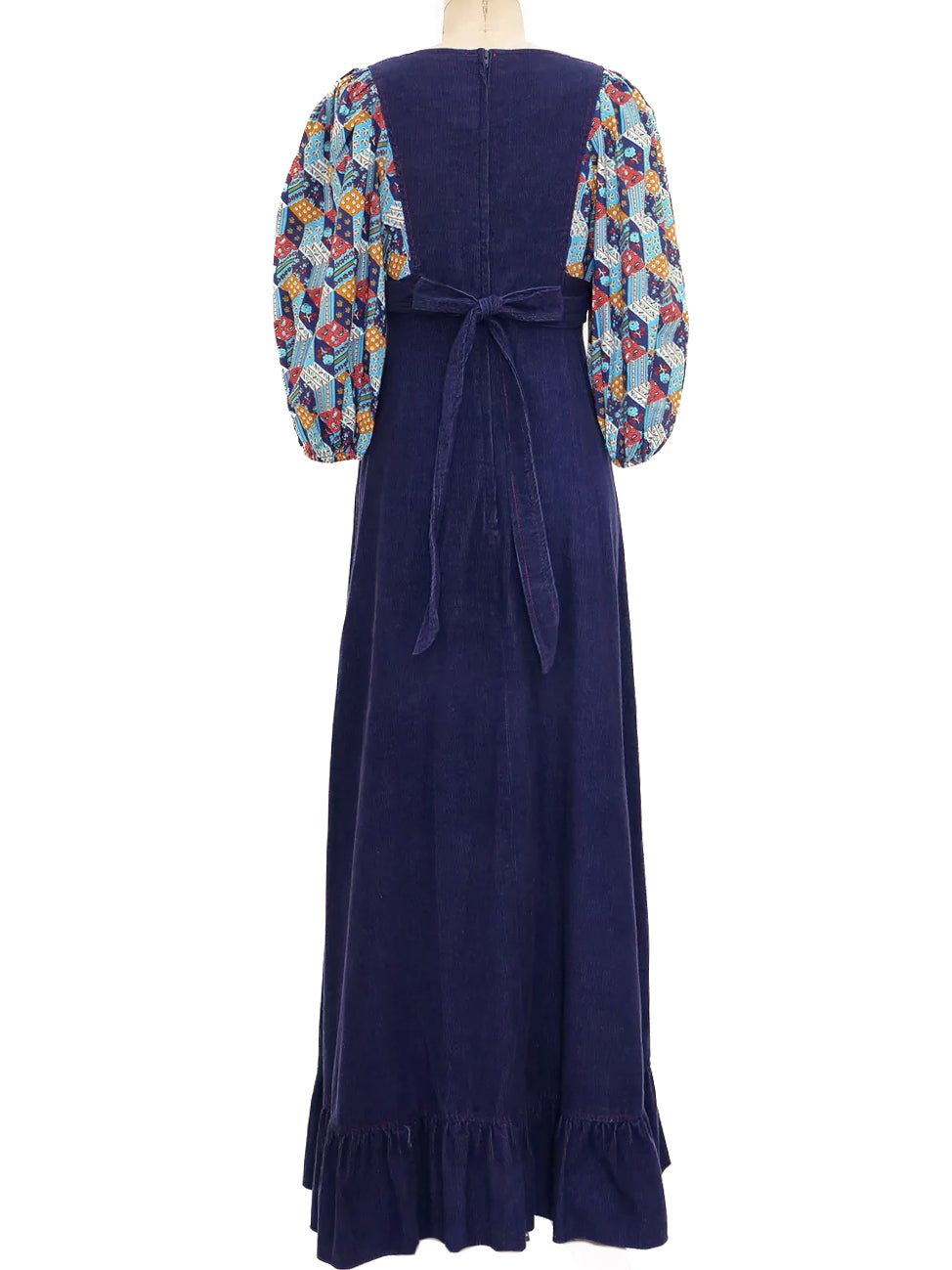 knee length dresses for ladies Navy Corduroy Maxi Dress