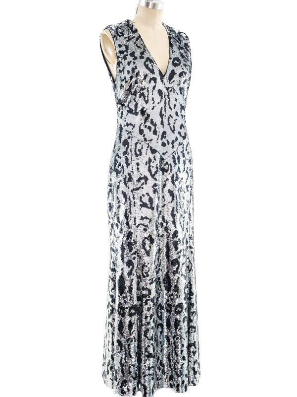 Roberto Cavalli Leopard Sequin Gown Dress arcadeshops.com