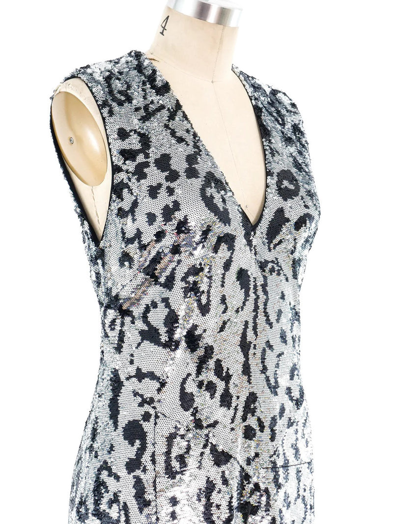 Roberto Cavalli Leopard Sequin Gown Dress arcadeshops.com