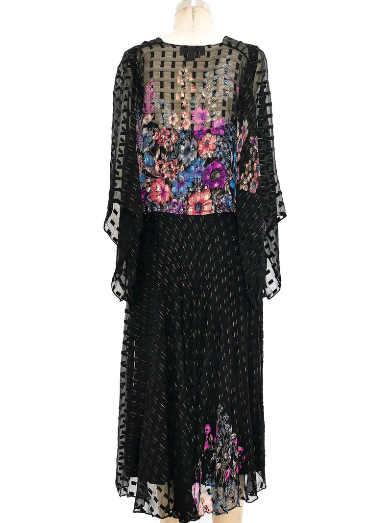 Floral Printed Silk Chiffon Dress Dress arcadeshops.com