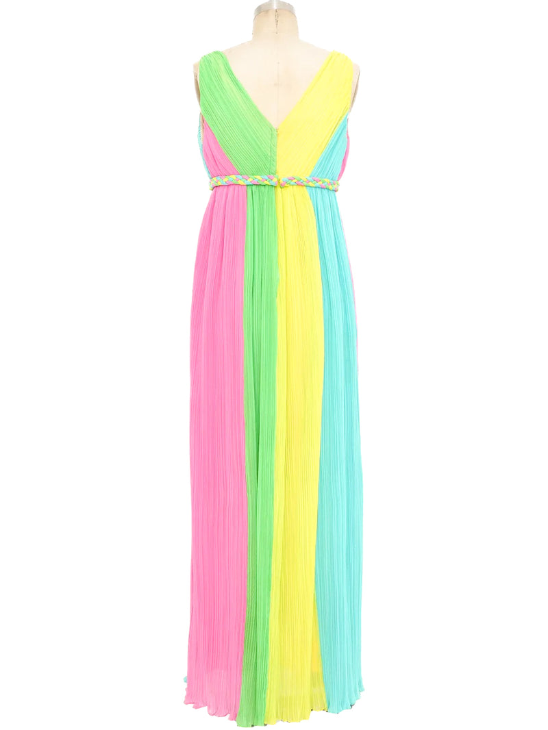 Pastel Plisse Pleated Gown Dress arcadeshops.com