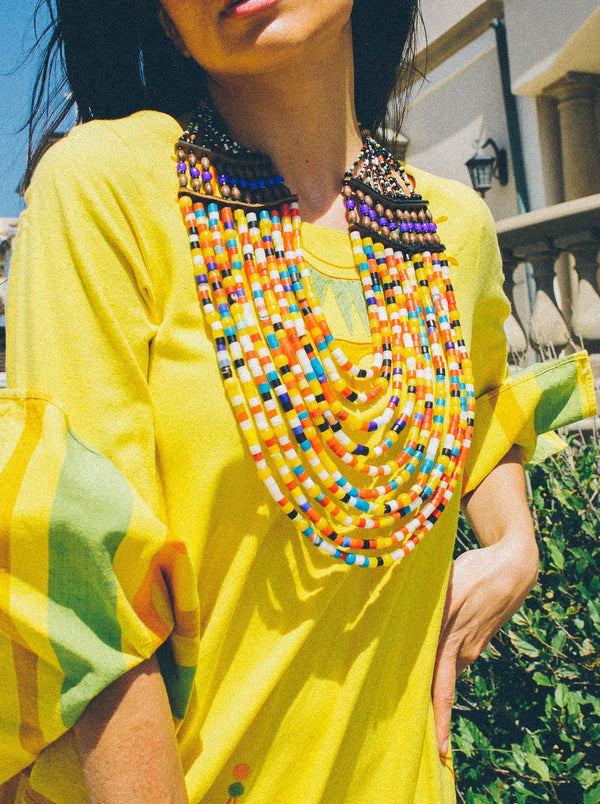 African Bead Multistrand Necklace Accessory arcadeshops.com