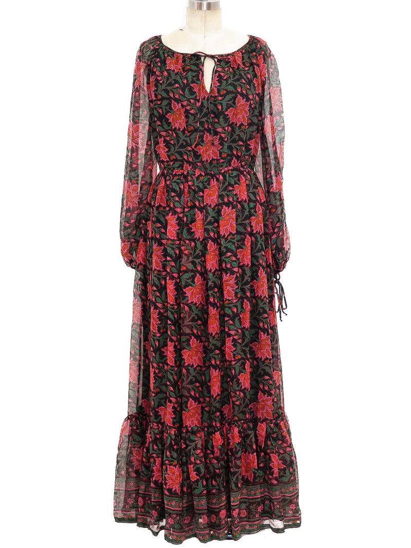 Treacy Lowe Block Printed Silk Chiffon Ruffle Dress Dress arcadeshops.com