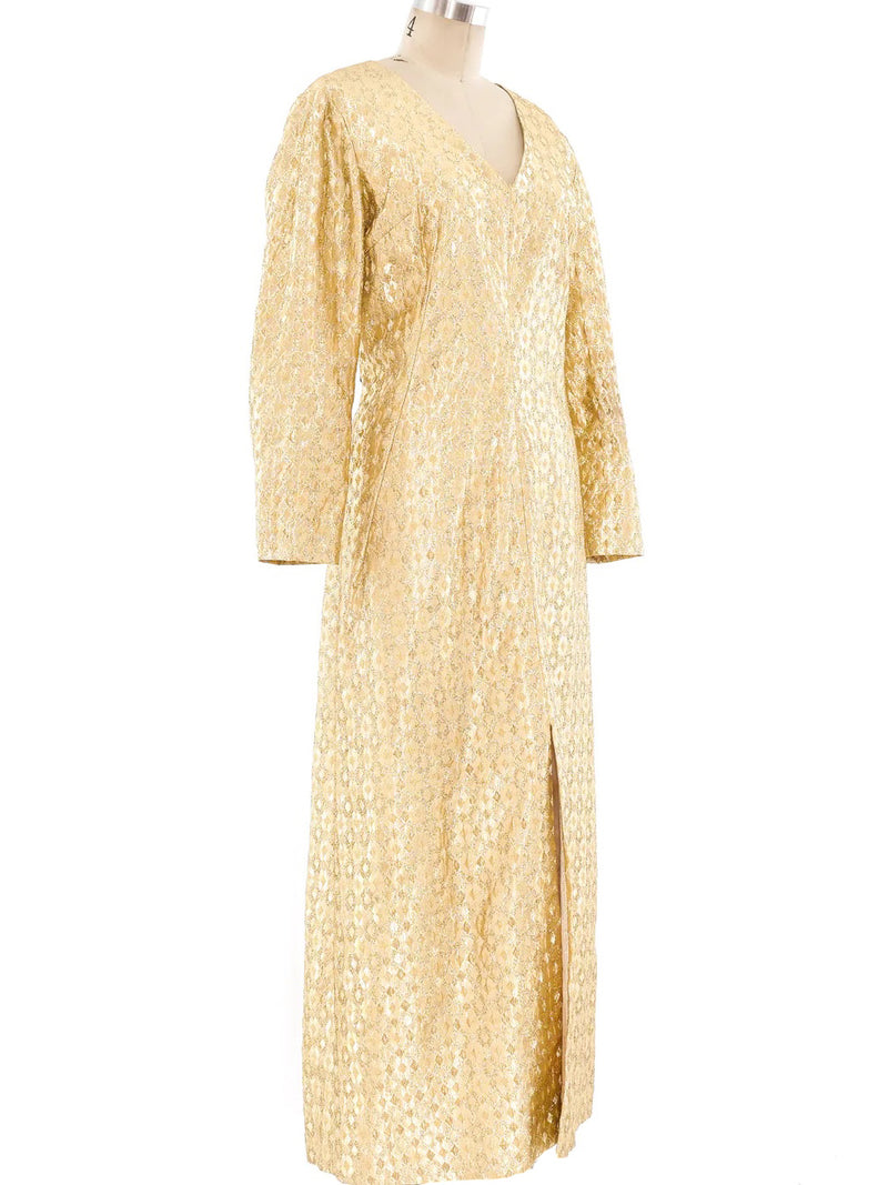 Metallic Gold Lamé Maxi Dress Dress arcadeshops.com