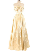 Gold Lame Halter Gown Dress arcadeshops.com