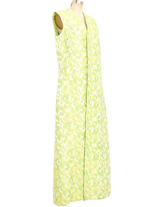 Floral Brocade Sleeveless Duster Jacket arcadeshops.com