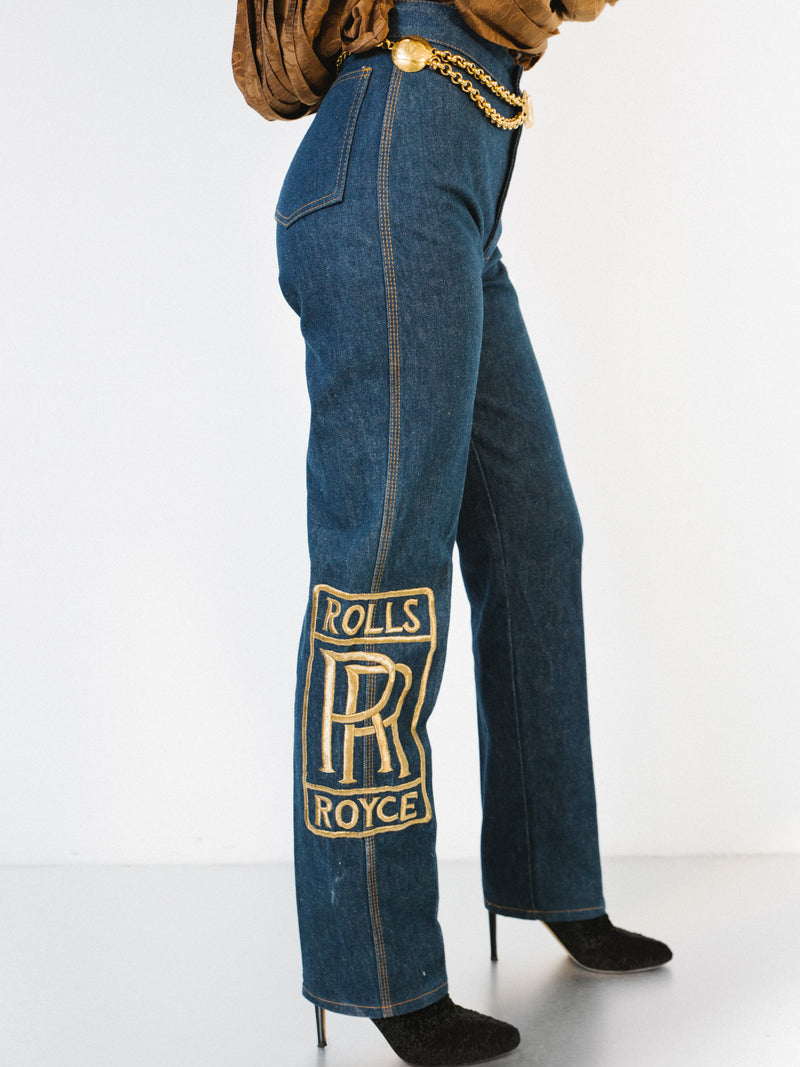 1970's Rolls Royce Embroidered Denim Bottom arcadeshops.com