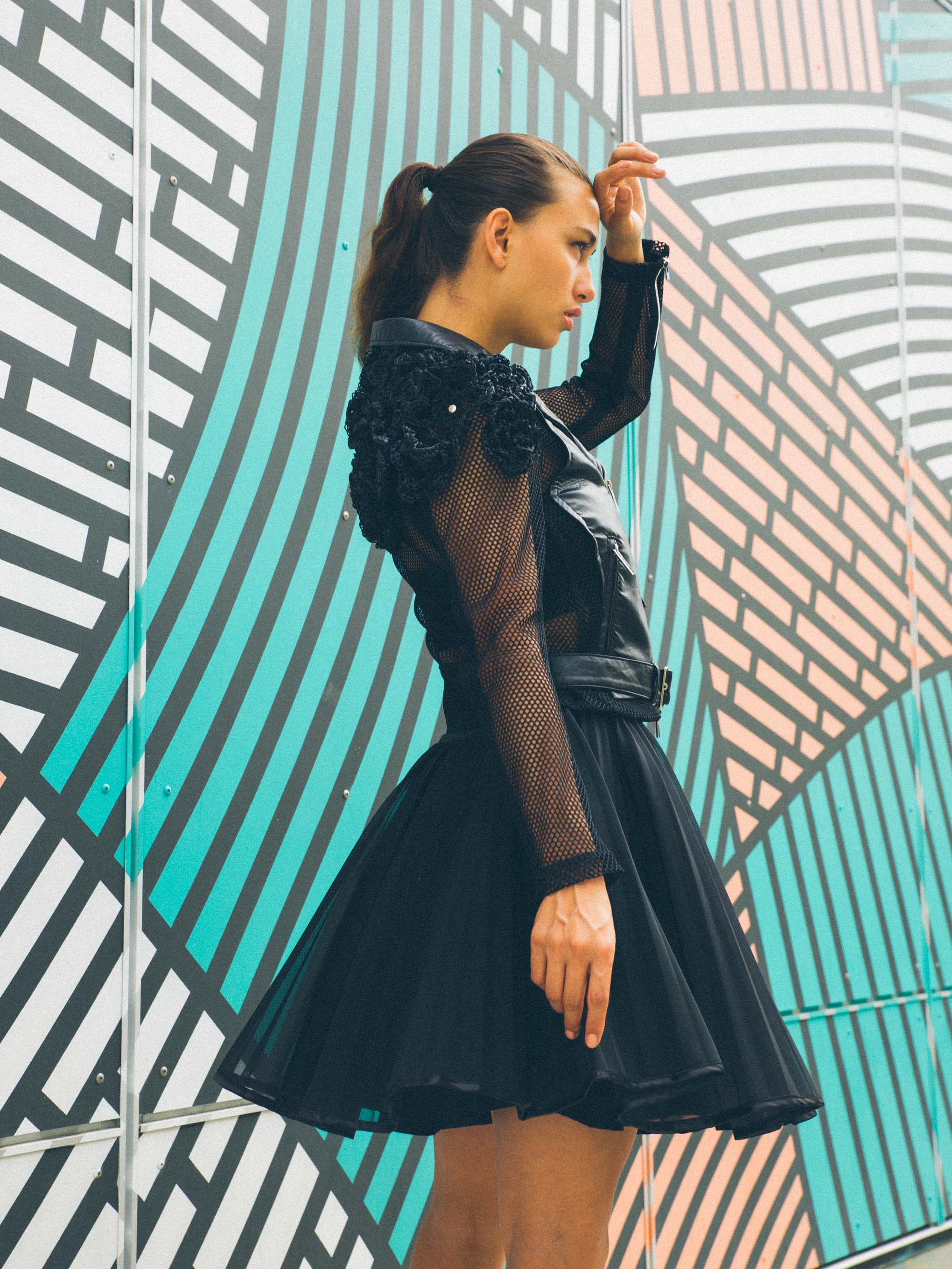 Comme Des Garcons Noir Mesh Biker Jacket