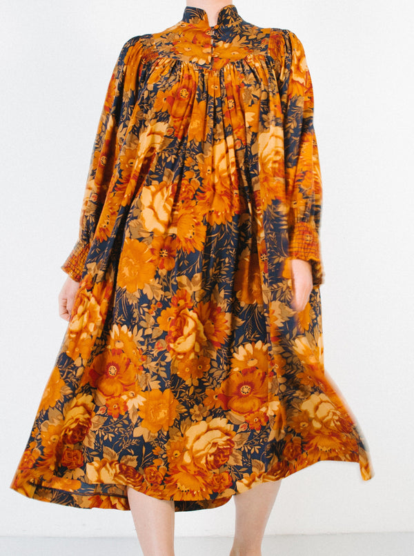 Autumnal Floral Silk Dress Dress arcadeshops.com