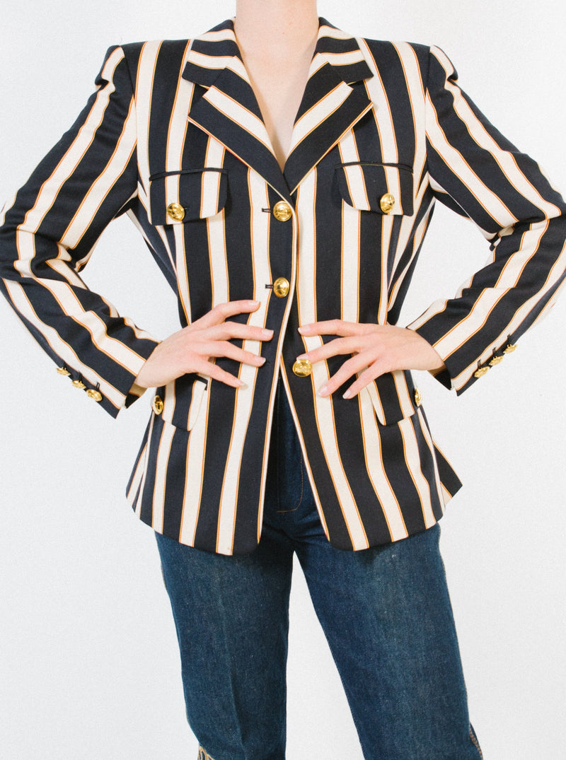 Escada Striped Wool Blazer Jacket arcadeshops.com