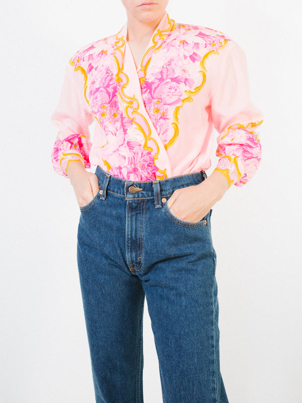 Escada Floral Printed Silk Bodysuit Suit arcadeshops.com