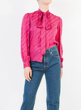 Yves Saint Laurent Polka Dot Fuchsia Silk Blouse Top arcadeshops.com
