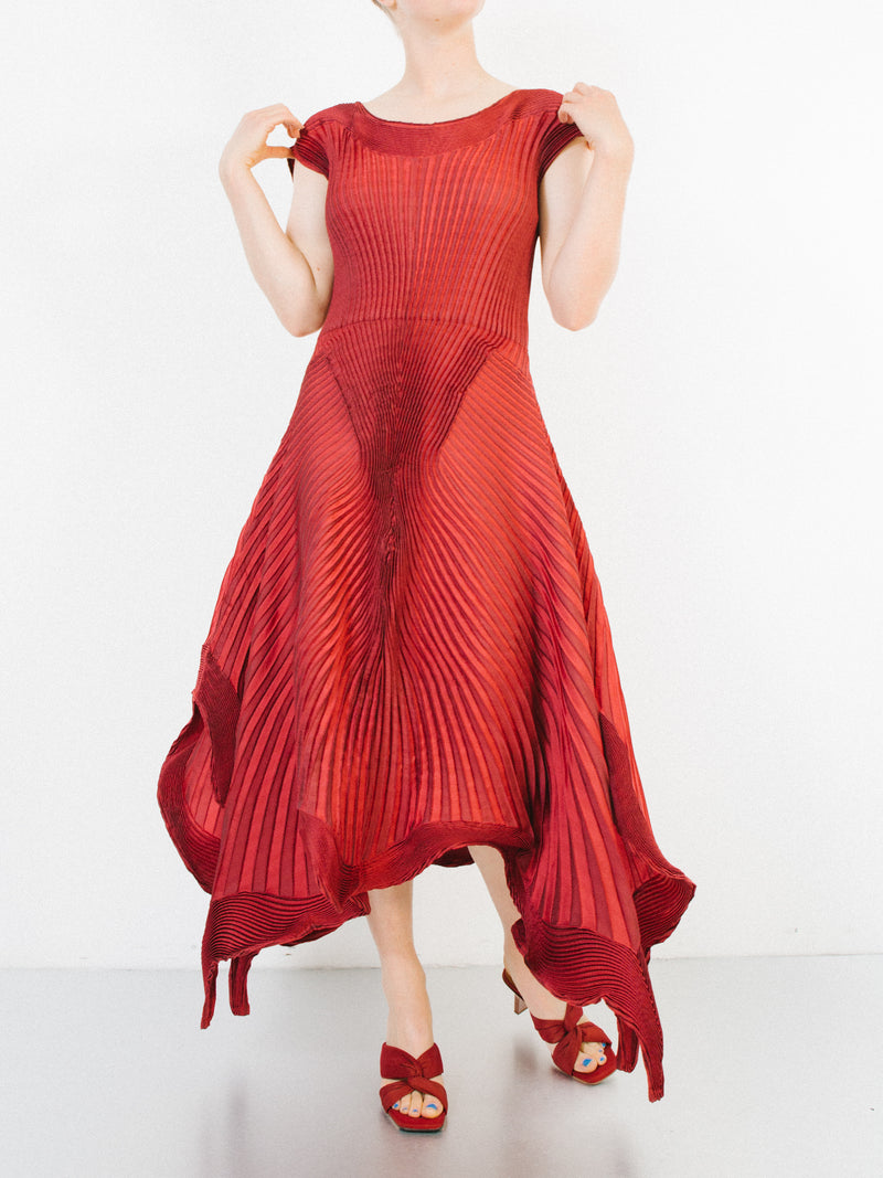 Issey Miyake Dimensional Pleated Midi Dress Dress arcadeshops.com