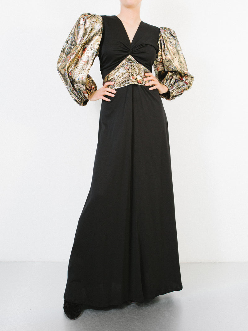 Leonard Paris Brocade Puff Sleeve Gown Dress arcadeshops.com