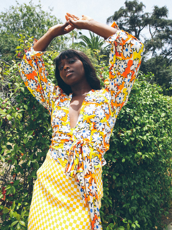 Gianni Versace Yellow Checkerboard Mini Skirt Bottom arcadeshops.com