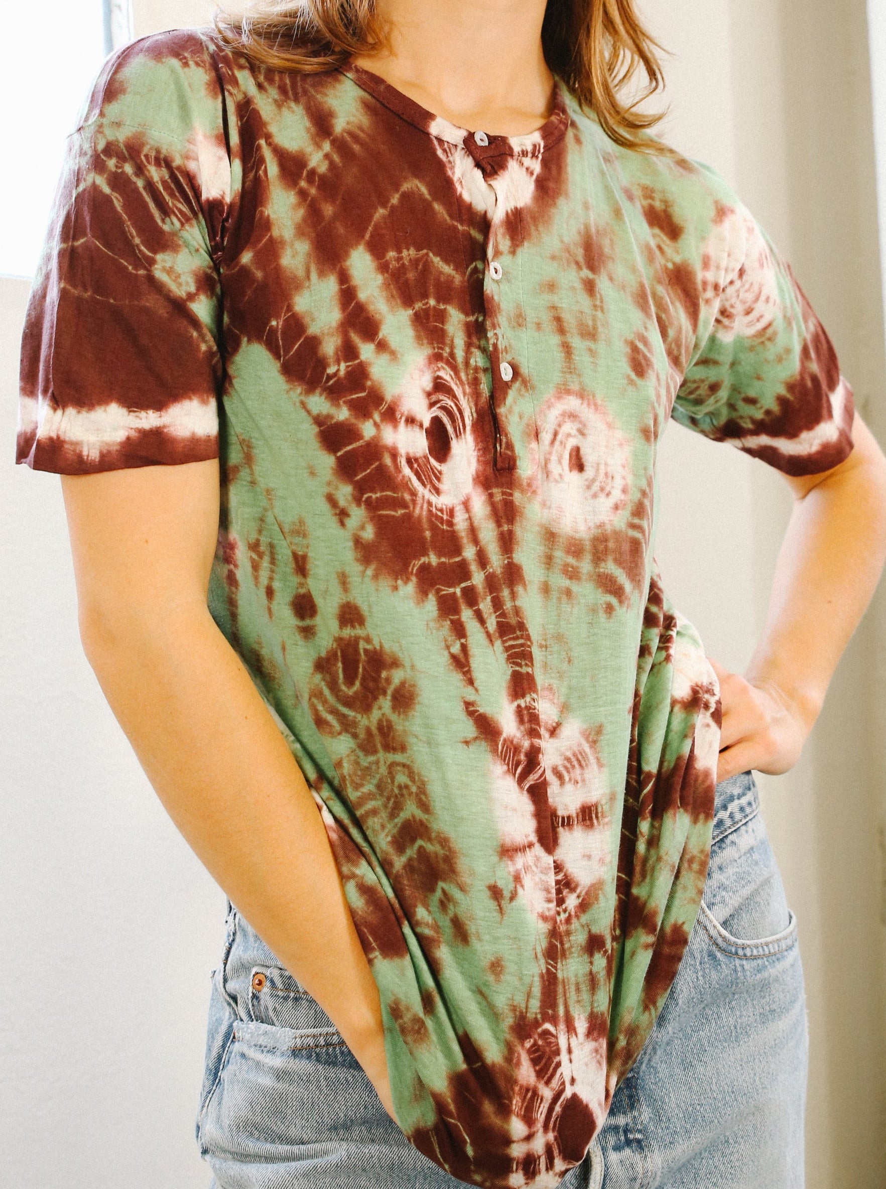 1970's Moss Tie Dye Henley