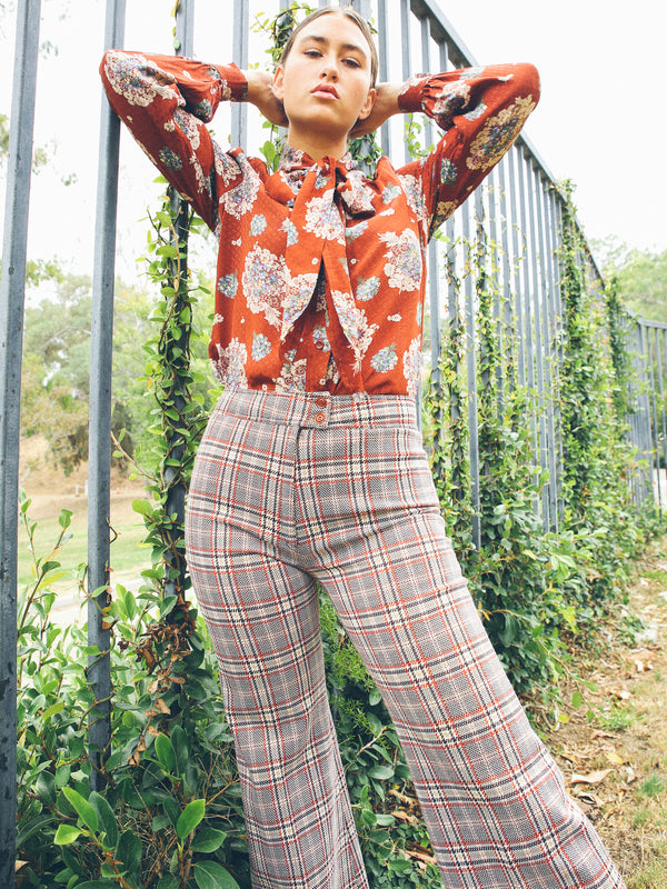 1970's Plaid Wide Leg Trouser Bottom arcadeshops.com