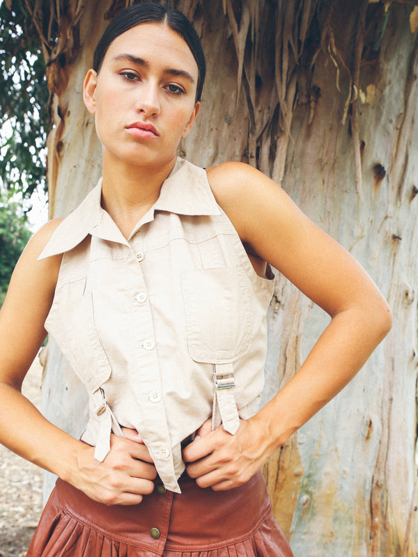 Gianfranco Ferre Buckled Cargo Sleeveless Shirt Top arcadeshops.com