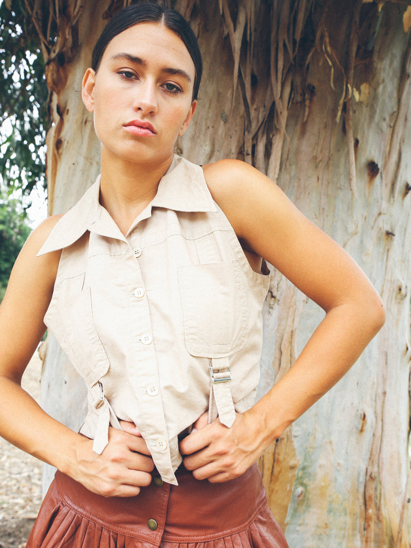 Gianfranco Ferre Buckled Cargo Sleeveless Shirt Top arcadeshops.com