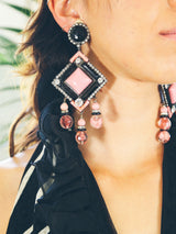 Lawrence Vrba Pink Glass Bead Chandelier Earrings Accessory arcadeshops.com