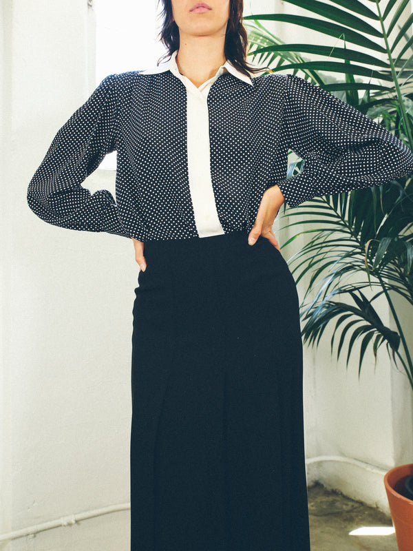 Yves Saint Laurent Polka Dot Silk Blouse Top arcadeshops.com