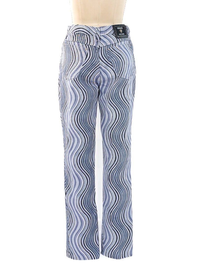 Gianni Versace Swirl Print Jeans Bottom arcadeshops.com