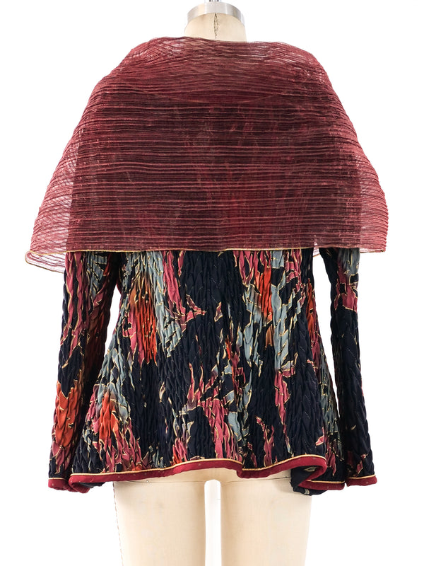 Jeanne Marc Shirred Palm Print Jacket Jacket arcadeshops.com