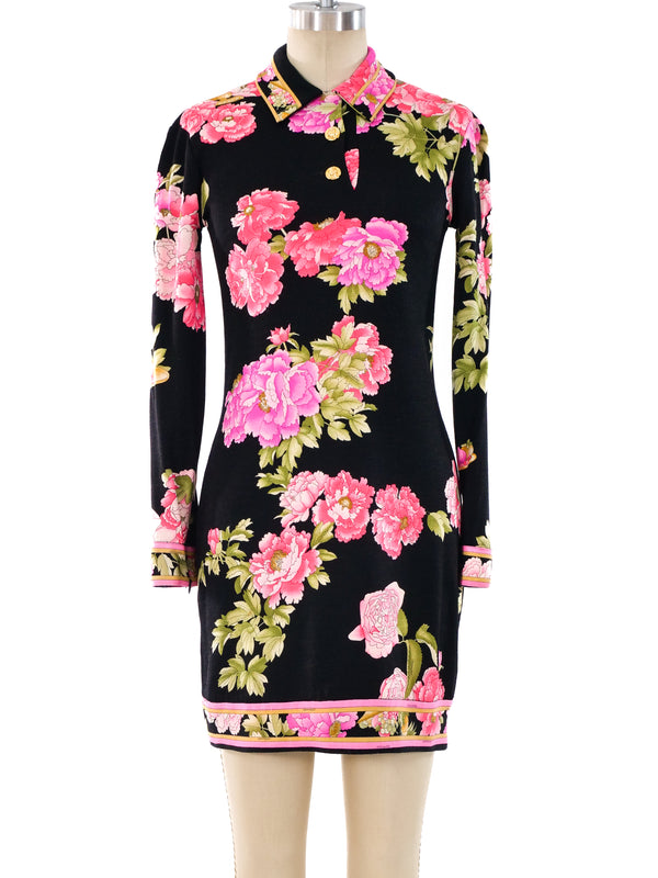 Leonard Paris Pink Floral Shirt Dress Dress arcadeshops.com