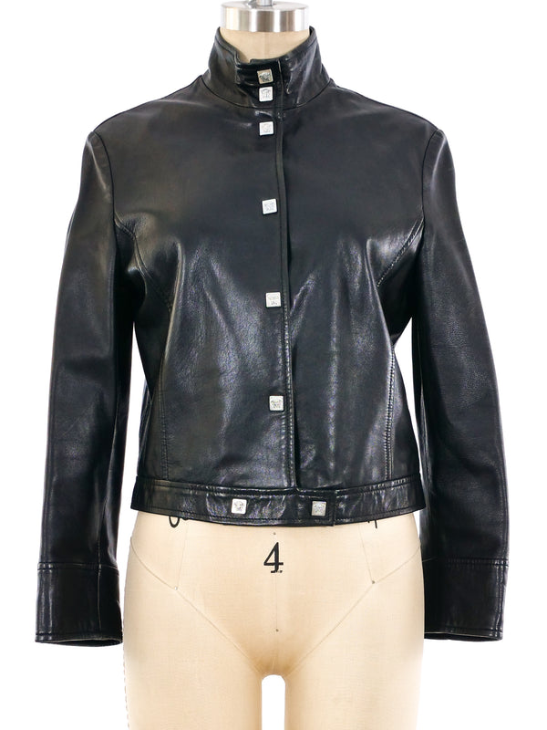 Versace Cropped Leather Jacket Jacket arcadeshops.com