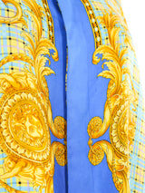 Versace Istante Checkered Baroque Printed Silk Shirt Top arcadeshops.com