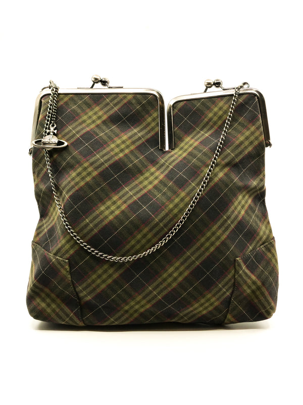 Vivienne Westwood Tartan Printed Kisslock Bag Accessory arcadeshops.com