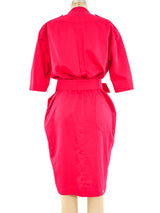 Thierry Mugler Fuchsia Belted Shirt Dress Dress arcadeshops.com