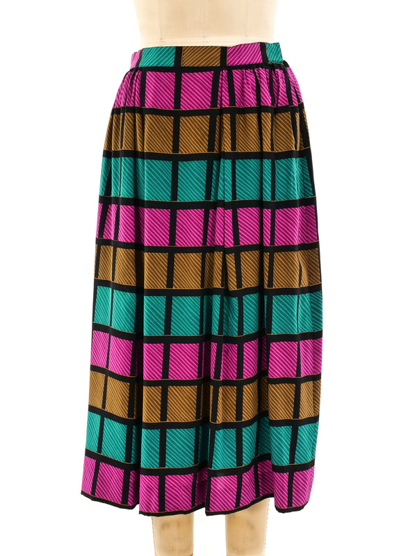 Christian Dior Windowpane Print Silk Skirt Bottom arcadeshops.com